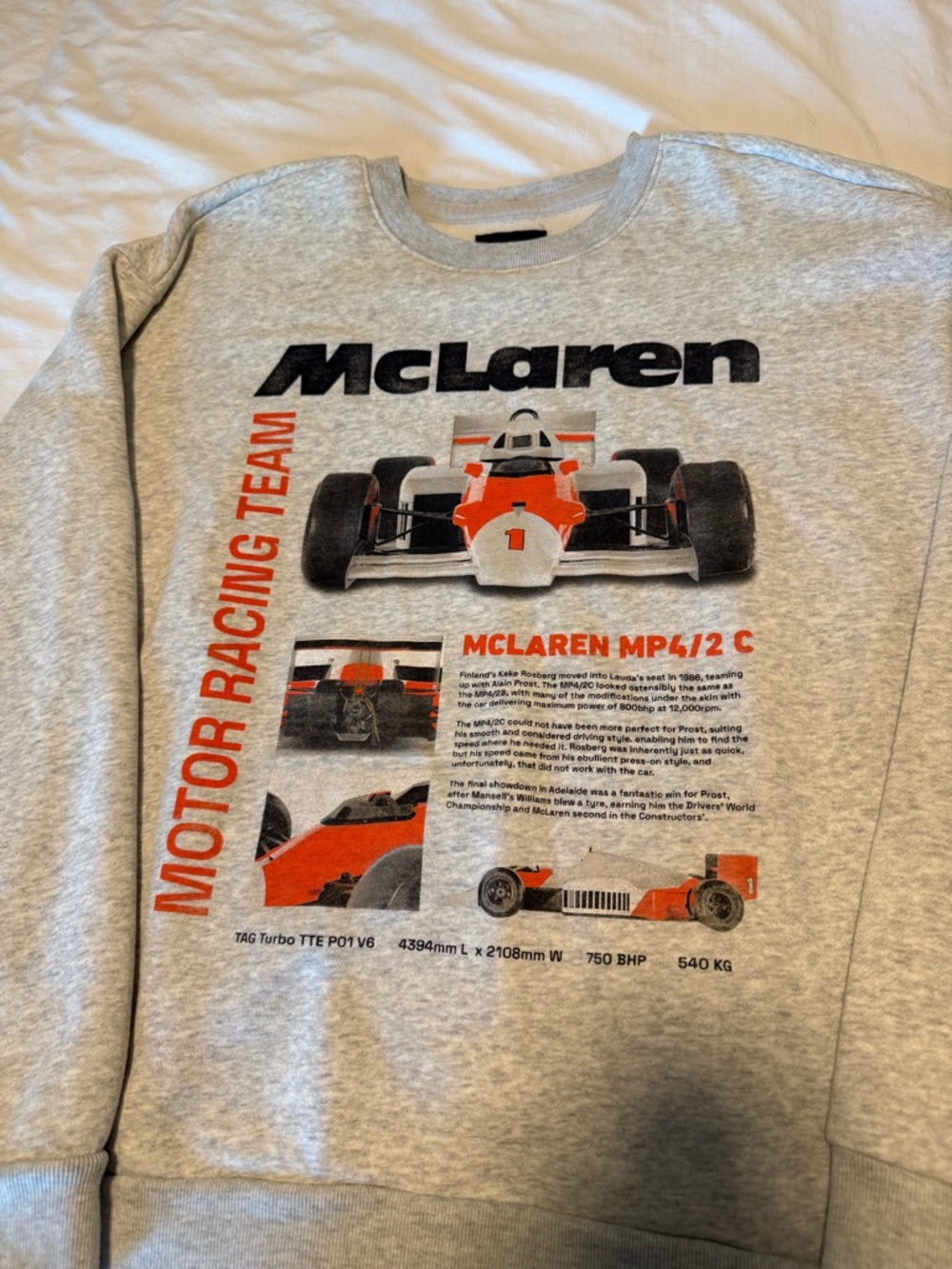 McLaren Light Gray Crewneck 🧡🏎️ SIZE LARGE - Picture 3 of 4